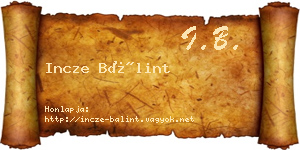 Incze Bálint névjegykártya